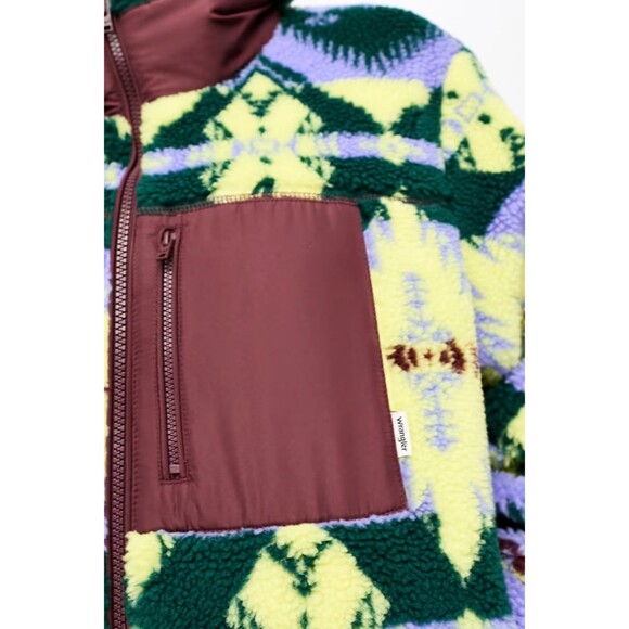Wrangler Womens Sherpa Jacket Southwestern Print Full Zip Fleece Purple Yellow - Picture 6 of 16